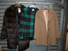 Three pieces of ladies outerwear; M&S faux fur 3/4 length coat,