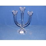 A Trident Crystal candle stick, signed by Nachtmann, 11'' tall.