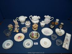 A quantity of small items including Shelley 'Wild Anemone' jug, Aynsley, Palissy, Poole, pin dishes,