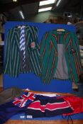Two striped blazers, one green and white striped from Pritchards and Sons, Hereford, one green,