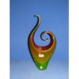 An unsuual Murano 'Grand Prize World Fair Brussels 1958', orange and green Vase, 18'' tall.