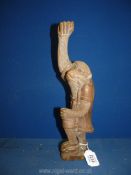 A Japanese, finely carved, mythological Monkey figure, hands are holed for weapons, banners etc.