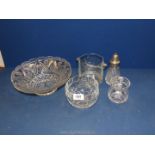 A small quantity of glass including bowls, sugar shaker, preserve pot and ice bucket.