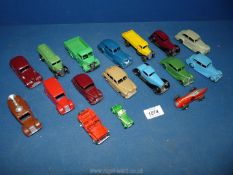 Sixteen Dinky cars/trucks including Chrysler, Jeep, Bedford,