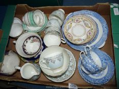 A quantity of part china teasets including Royal Doulton, Royal Grafton and blue and white etc.