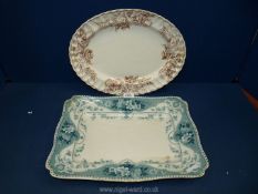 Two large china meat platters; Spode, brown and white and F & Sons Argyle, green and white.