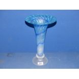 A blue/white spiral effect glass vase, signed M. Andrews to base, 12 3/4'' tall.