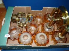 A set of eight retro 1970's Amber drip Murano glass lamp shades,