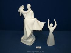 Two white Royal Doulton figures to include 'Over the Threshold' Images showing a couple plus a