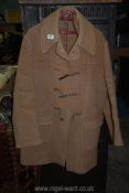 A large brown pure wool duffel coat with two front pockets, a/f, 48'' chest.