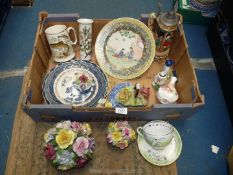A quantity of china including Portmeirion Botanical Garden vase, 'Real Old Willow' plates,