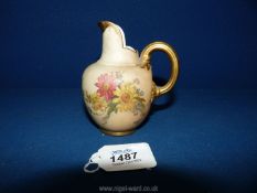 A small Royal Worcester blush background jug with floral design marked R.d No.