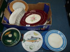 A quantity of china including Wade, Royal Victoria meat platters, Bistos salad crescents, some a/f.