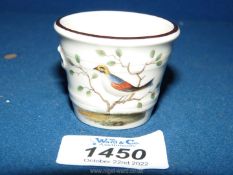 An interesting Continental porcelain miniature Pail painted in Meissen style with birds and flowers,