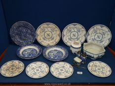A small quantity of blue and white china including Royal Doulton Willow pattern ginger jar,