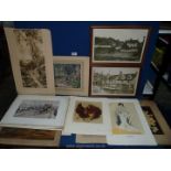 A quantity of unframed Prints, 'Schweppes Lemon Squash', two prints by Beatrice Parsons,