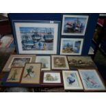 A quantity of Prints to include 'Bubbles' by Sir J.E. Millais, three fisherman prints by B.