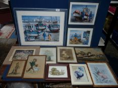 A quantity of Prints to include 'Bubbles' by Sir J.E. Millais, three fisherman prints by B.