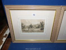 A pair of framed and mounted prints titled "Near The Great Skirrid Monmouthshire" and "In the