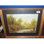 A pair of 20th c. watercolours of British landscapes in original frames, signed D.G.T.