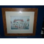 A large framed and mounted Lowry print entitled 'The Schoolyard'.