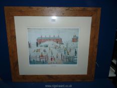 A large framed and mounted Lowry print entitled 'The Schoolyard'.