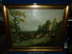 A large framed over varnished Print titled verso 'The Essex Hunt near Epping' by Dean Wolstenholme,