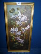 A gilt framed Oil on canvas of flowers, no visible signature 9¾" x 19¾".