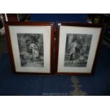 A pair of framed and mounted prints by James Sinclair titled 'Playtime' and 'Breakfast Time'.