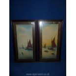 Two framed and mounted Watercolours of sailing scenes titled 'Outward Bound' and 'Silvery Dawn',