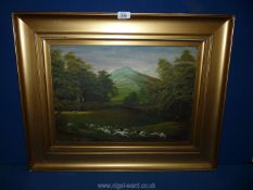 A gilt framed oil on board titled 'Nursing Association Trail Egremont' signed lower right J.H.