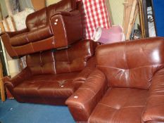 Two Italian leather settees , 1 x 3 seater,