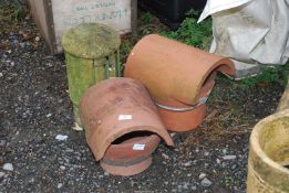 Two terracotta chimney vent/cowls (inner dimensions 5 1/2" and 5 1/4"), etc.