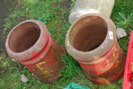 Two terracotta Chimney pots.