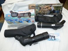 A Summit 15 - 45X 60 zoom Spotting Scope, boxed and with case and a Bresser 20-60 x 60 zoom Scope,
