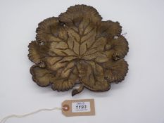 A well cast French 1920's gilt bronze Presentoir in the form of an Ivy leaf,