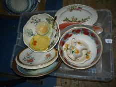 A quantity of china to include Kirsty Jane poppy bowl, Clarice Cliff Polly Ann oval dish,