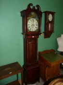 An attractive Mahogany cased longcase Clock having a swan pediment,