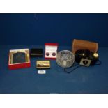 A small quantity of miscellanea including cased Kodak Brownie 127 camera, hip flask,