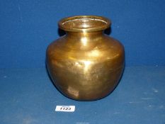 A good brass India Lota (holy water vessel), 19th century, 6 1/2" tall.