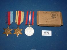 Three World War II medals; 1939-45 War Medal,
