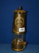 An Eccles brass Miners lamp, type 6, (M & O safety lamp), 10" tall.
