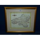 A framed map of South Wales, Bristol Channel, 17" x 20".