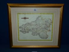 A framed map of South Wales, Bristol Channel, 17" x 20".