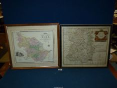 A framed Map of Shropshire by Robert Morden together with a framed map of West Riding,