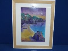 A framed and mounted Watercolour of Goscar Rock, Tenby, signed lower left Dorian Spencer-Davies,