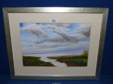 A framed and mounted Acrylic entitled Stormy Skies, signed lower right Barbara Etchells,