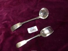 A Silver petit four Fork, London 1846, makers mark rubbed,