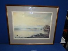A framed and mounted Limited Edition print of a Loch scene by Sally Sterne, no. 254/650.