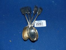Five Silver teaspoons, Sheffield 1895, 103 gm.
